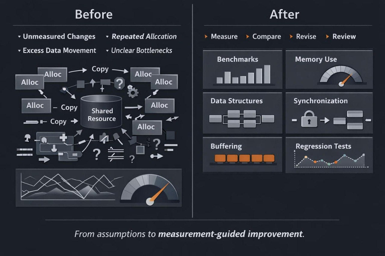 A dark infographic comparing a 'Before' state with an 'After' state, featuring diagrams, text labels, and small charts. The left side shows a complex allocation flow with arrows, question marks, and a shared resource cylinder.